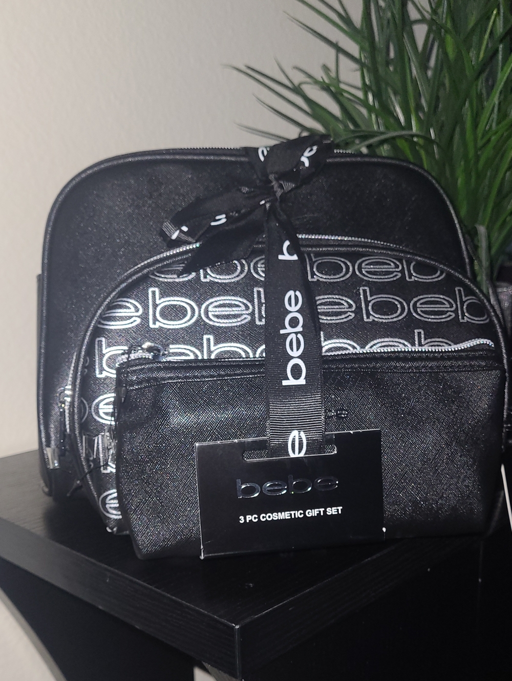 bebe Black Logo Mini Backpack & Cosmetic Pouch Set